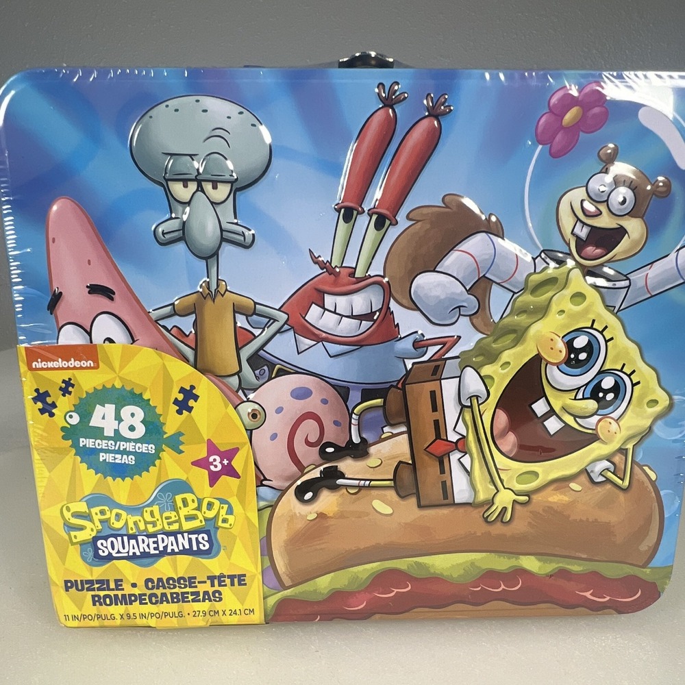 Nickelodeon SpongeBob SquarePants 48-Piece Cardboard Interlocking Puzzle Tin 3+